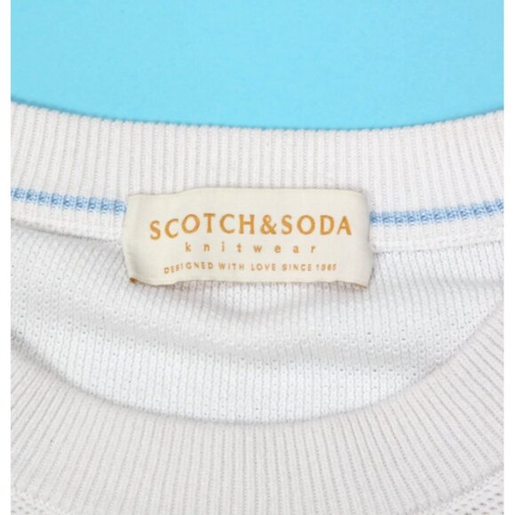 SCOTCH & SODA Striped Cream Brown Sweater Men's Crewneck Cotton size M /144 - Picture 4 of 4